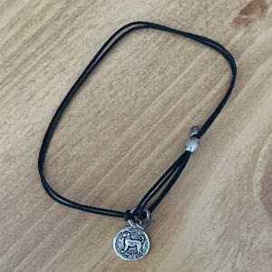 Alex and Ani Black Cord Bracelet with Silver Dog Charm